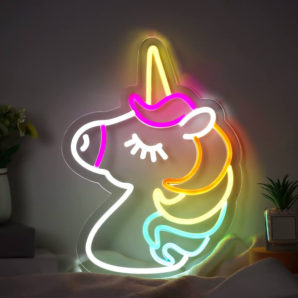 Unicorn Neon Sign, Colorful LED Night Light, Adjustable Brightness USB Powered Lamp for Girls Bed... | Amazon (US)