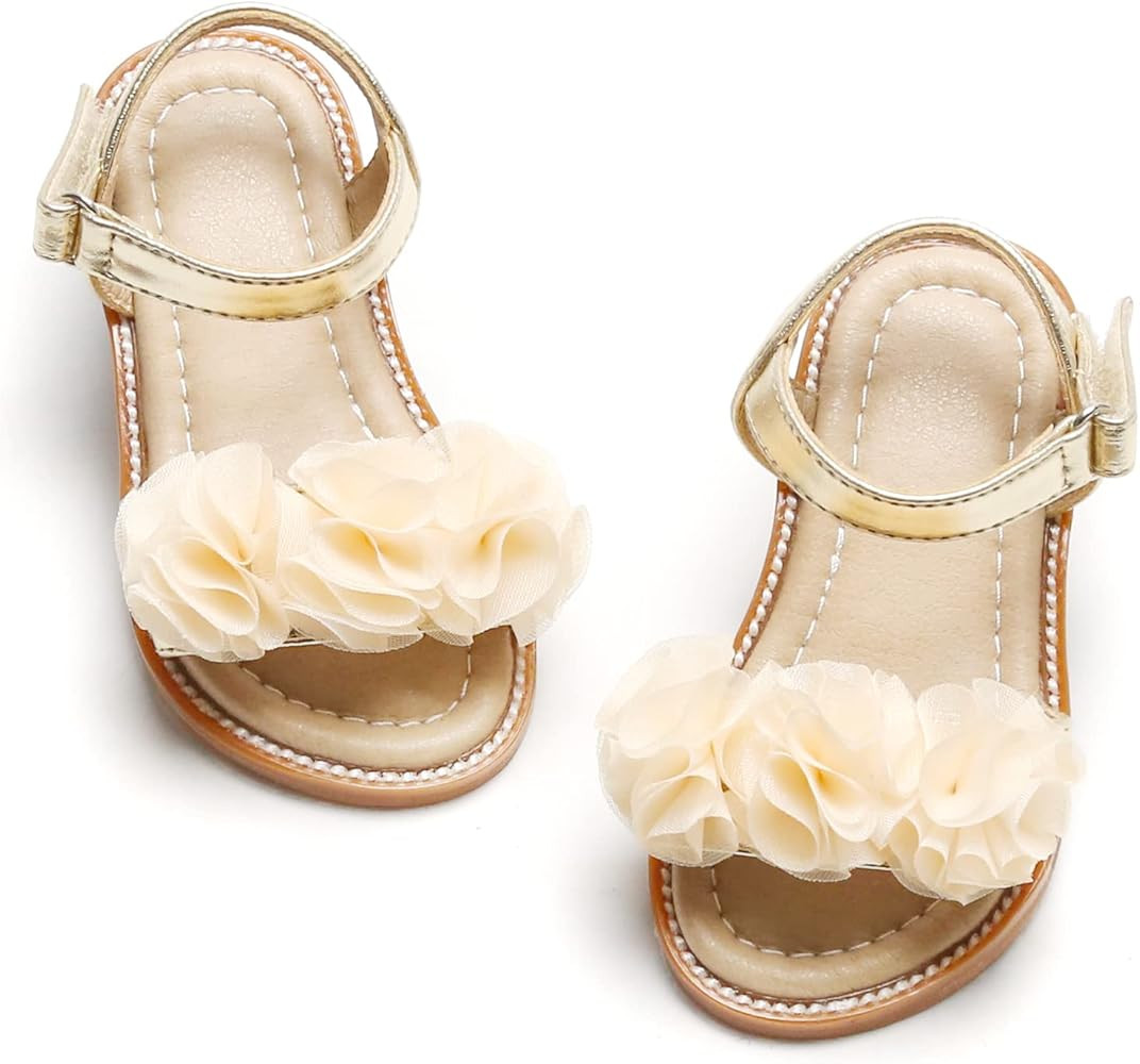 Felix & Flora Toddler Girls Sandals Soft Rubber Flats Summer Baby Flower Girl Shoes. | Amazon (US)