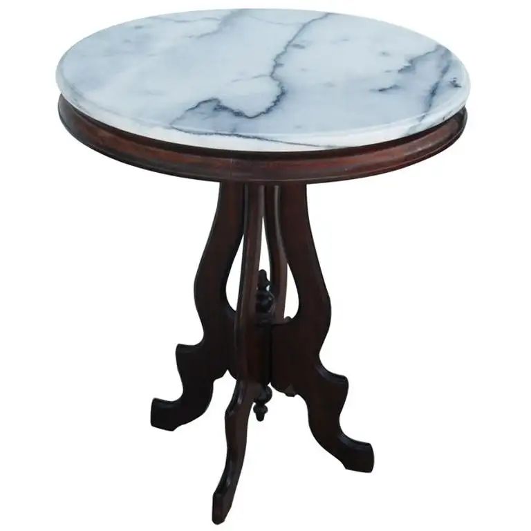Victorian Eastlake Marble-Top Pedestal Side Table | 1stDibs