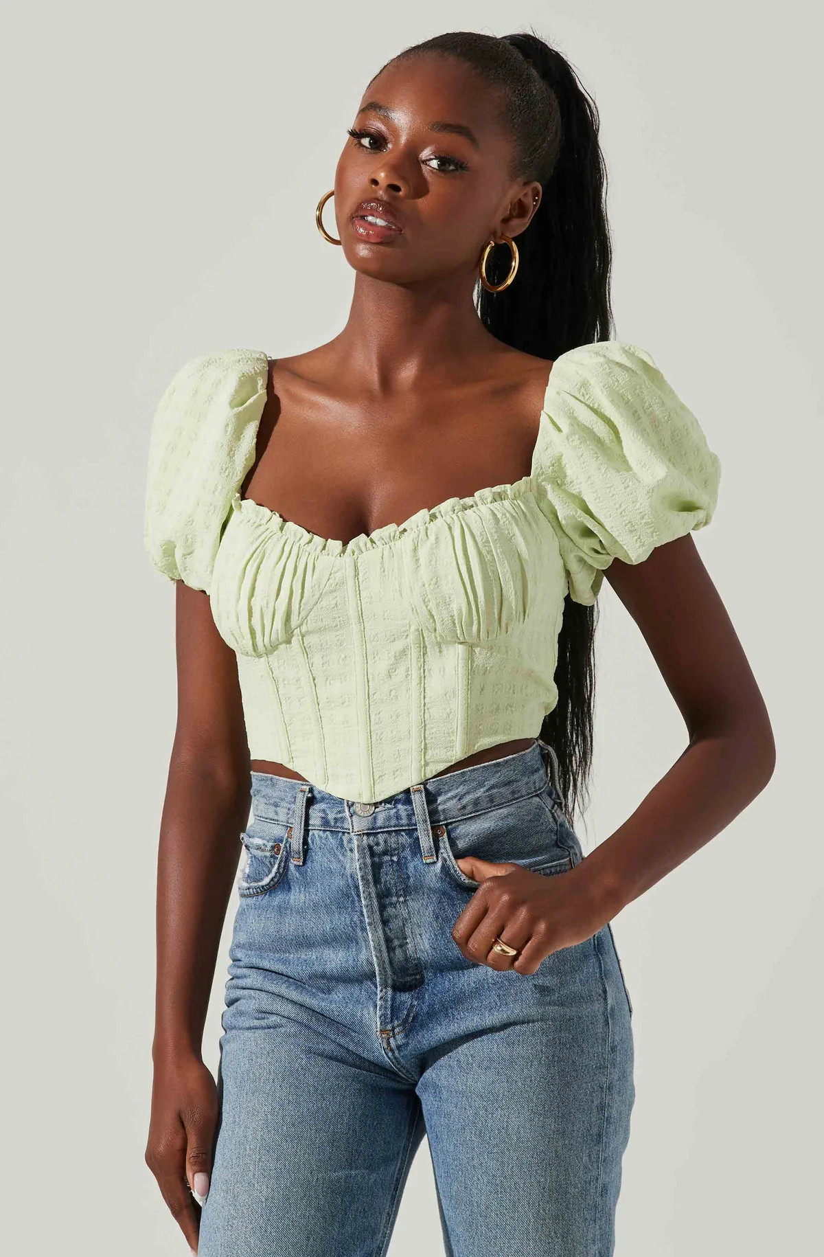 Paola Sweetheart Bustier Puff Sleeve Top | ASTR The Label (US)