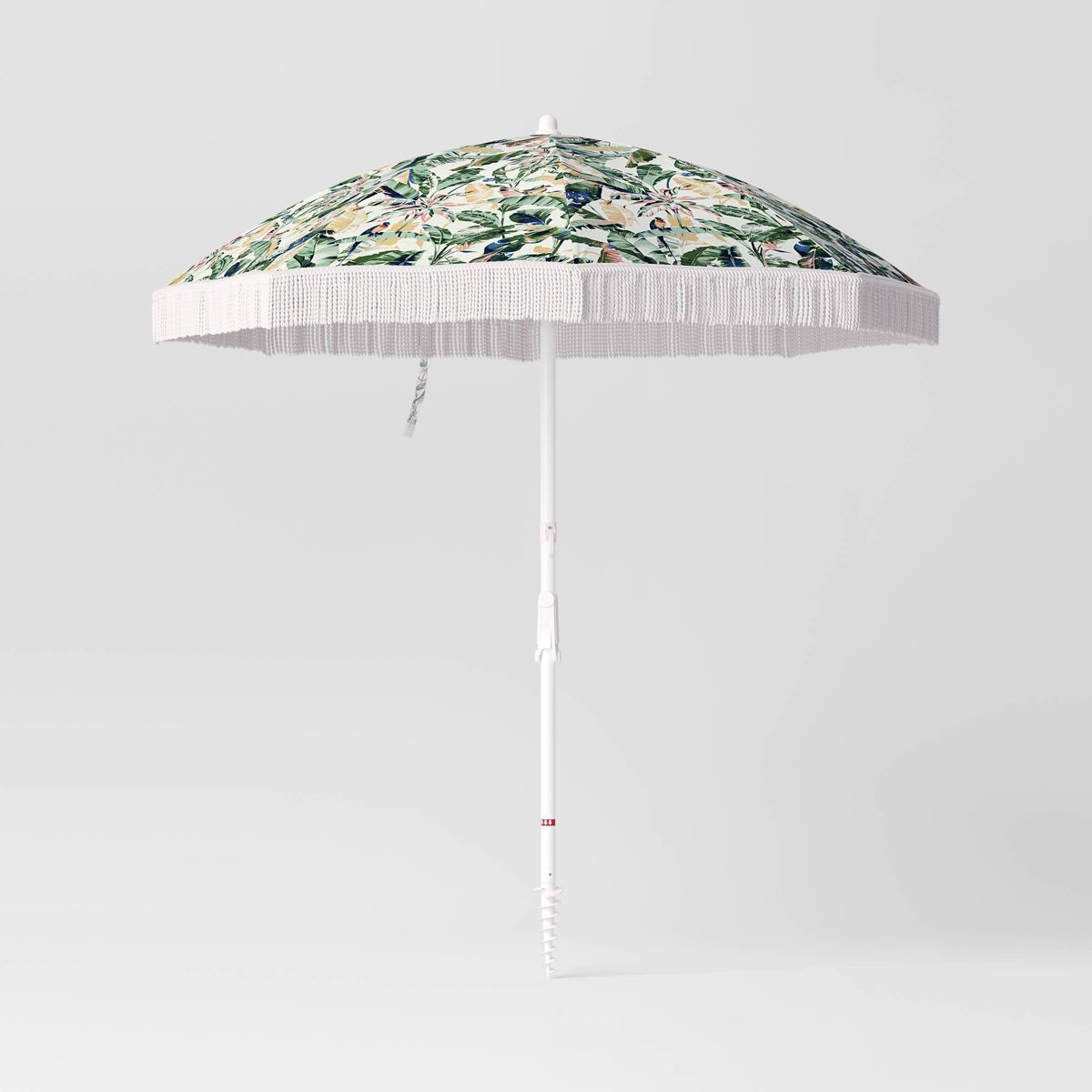 6.5'x6.5' Outdoor Patio Beach Umbrella with Boho Fringe Tropical Green - Threshold™ | Target