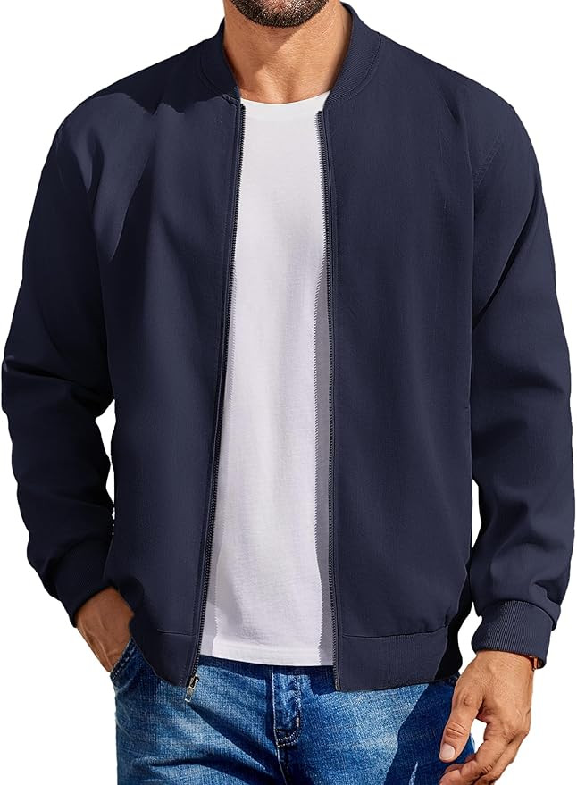 COOFANDY Men's Cotton Bomber Jacket Lightweight Flight Jackets Casual Softshell Varisty Jacket | Amazon (US)