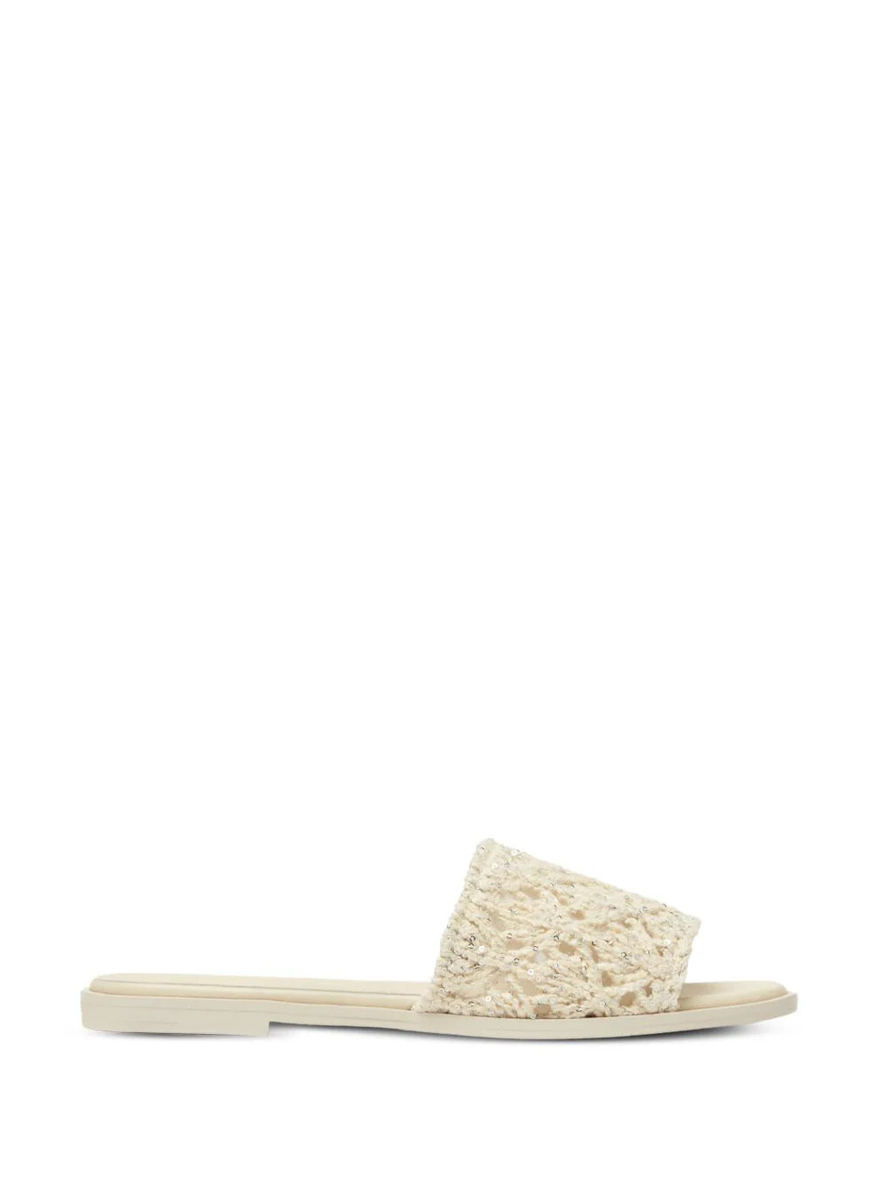 Fabiana Filippi Knitted Flat Sandal — cream - 39 | Italist Inc.