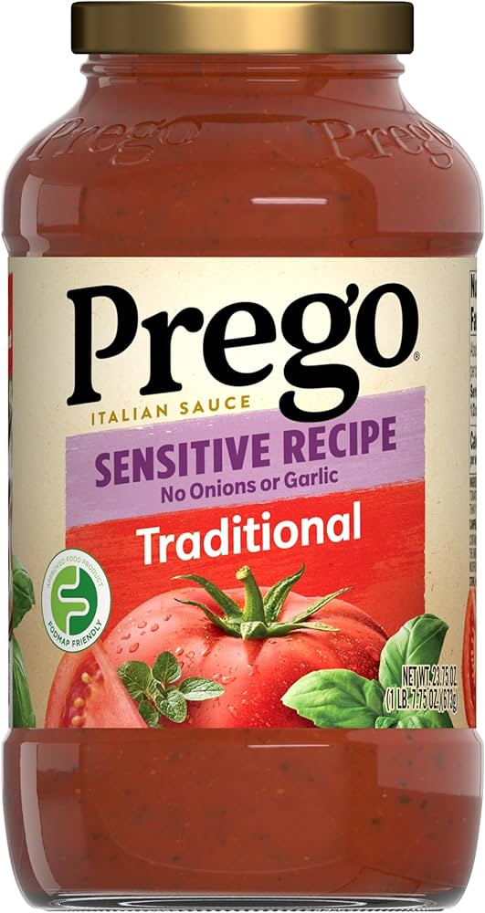 Prego Traditional Sensitive Recipe Low FODMAP Pasta Sauce, 23.75 Oz Jar | Amazon (US)
