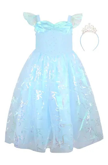Zunie Kids' Iridescent Tulle Dress & Headband Set in Blue at Nordstrom Rack, Size 6X | Nordstrom Rack