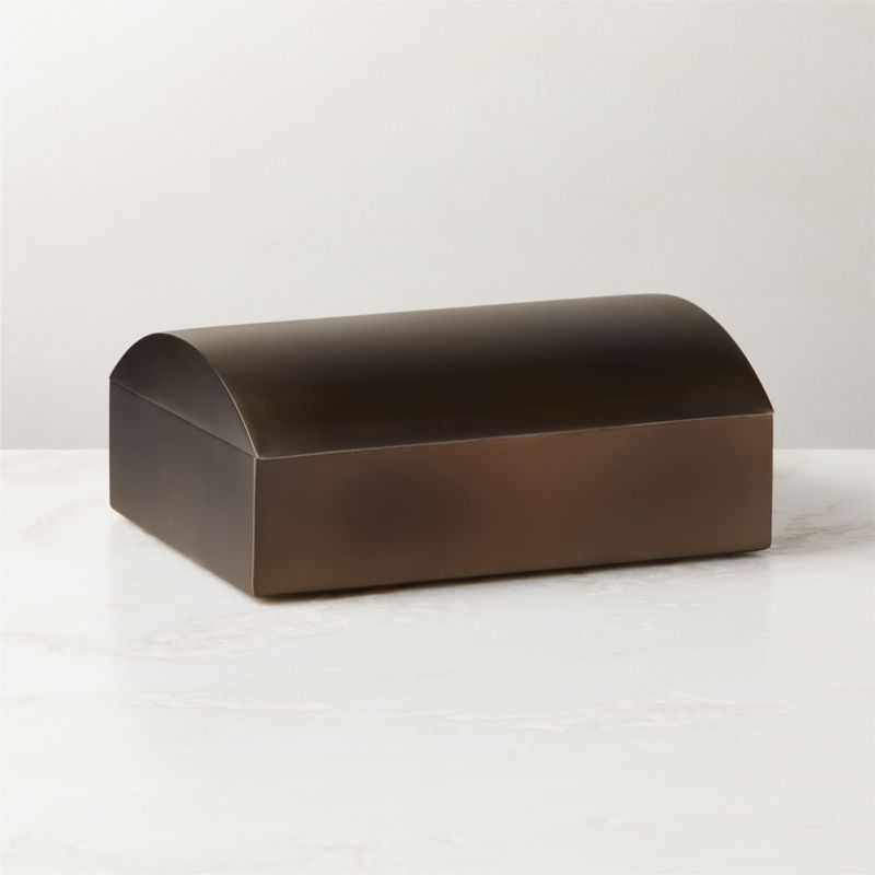 Finley Modern Blackened Brass Storage Box with Lid Medium | CB2 | CB2