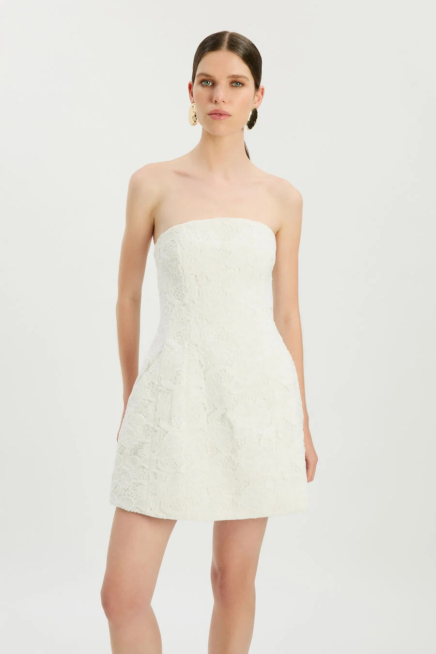 karoline lace mini dress in orchid white | Bardot (US)