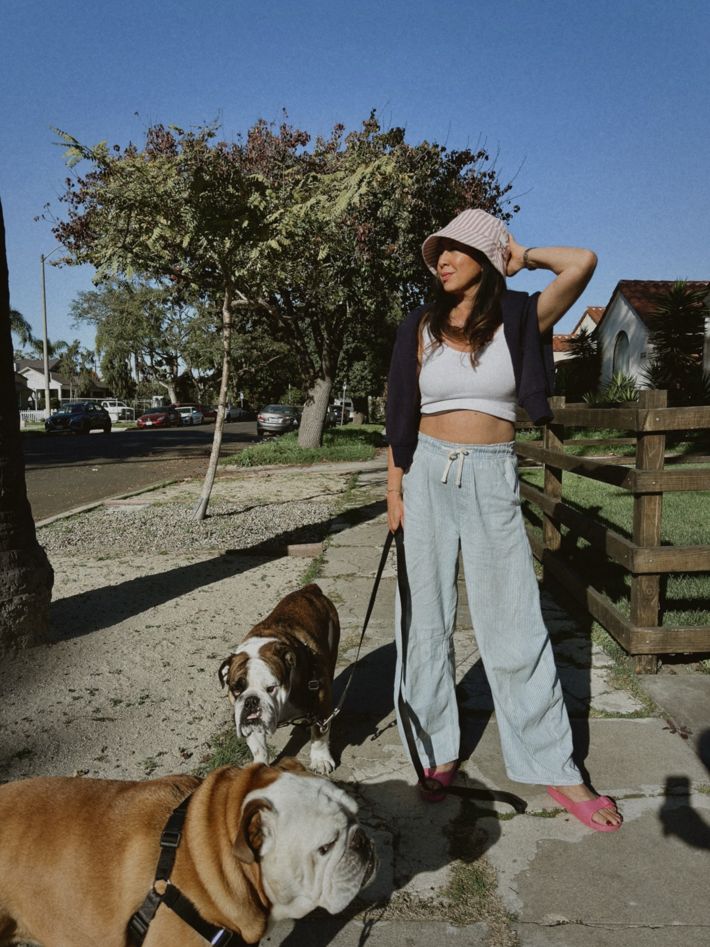 Dogs and stripes. 🎬 New post about bulldogs on the blog and get my LA winter look at @shopmy -- links in bio.

#LTKSeasonal #LTKdayinmylife #LTKOver40