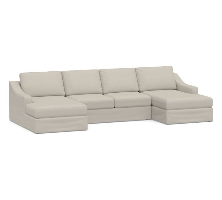 Big Sur Slope Arm Slipcovered U-Shaped Chaise Sectional | Pottery Barn (US)