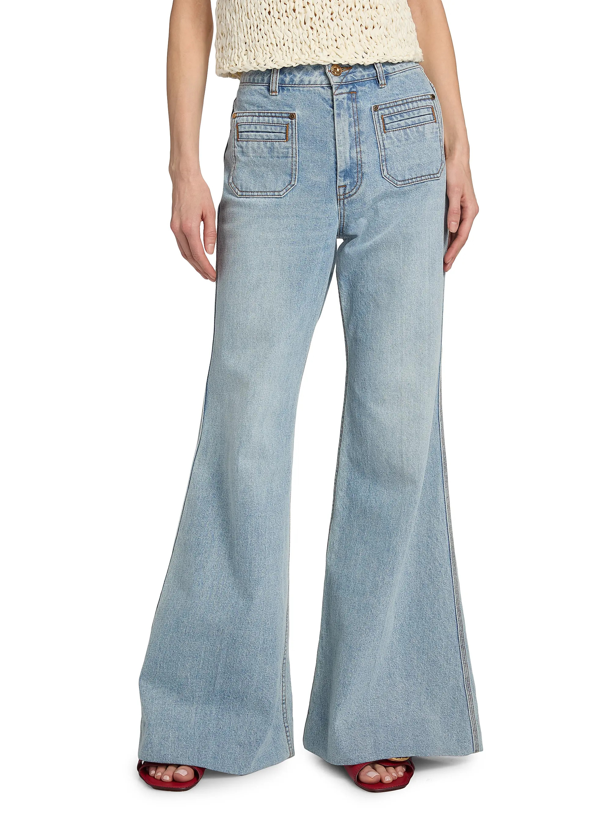 Stretch Cotton Flared Jeans | Saks Fifth Avenue
