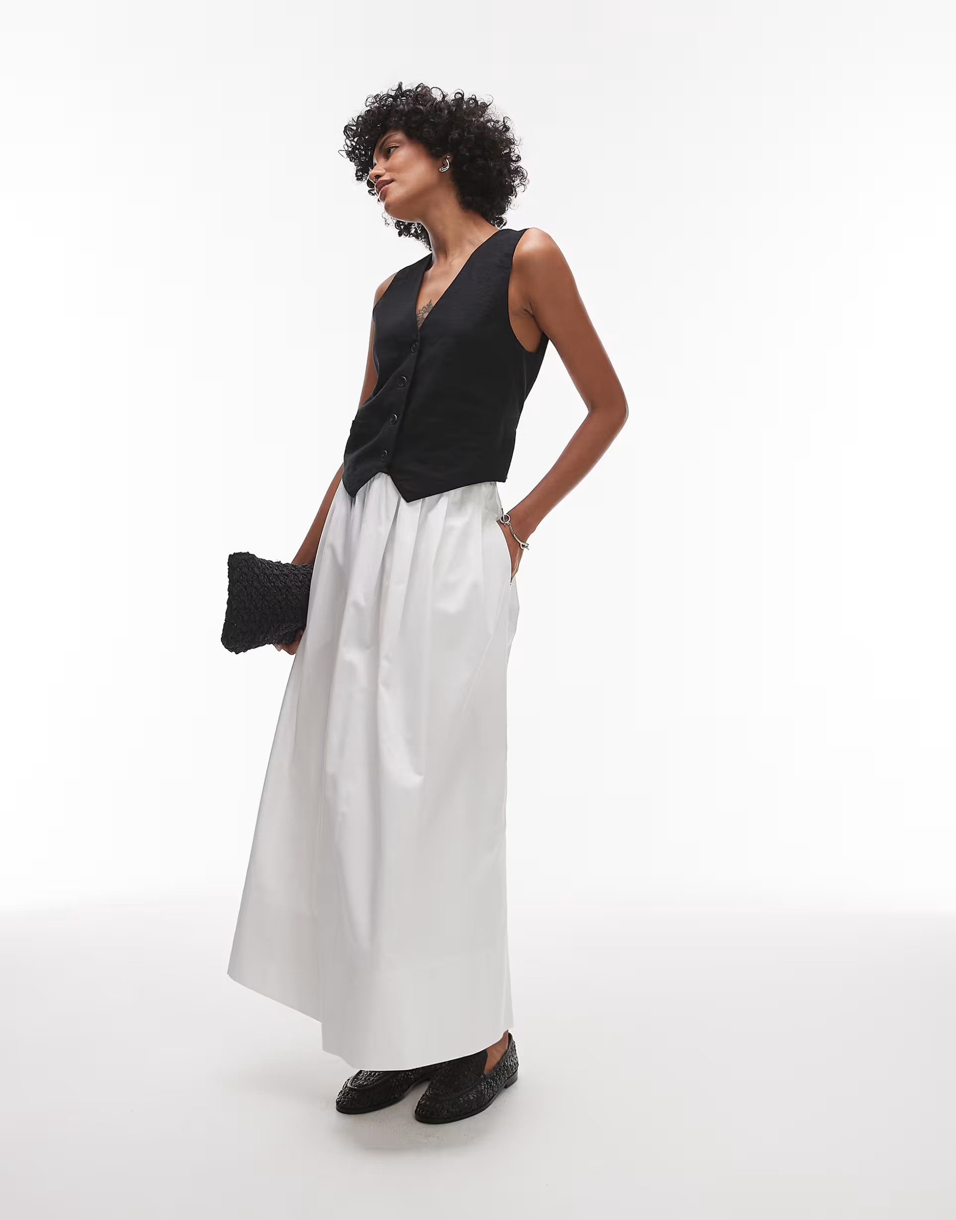 & Other Stories cotton poplin maxi skirt with volume hem in white | ASOS (Global)