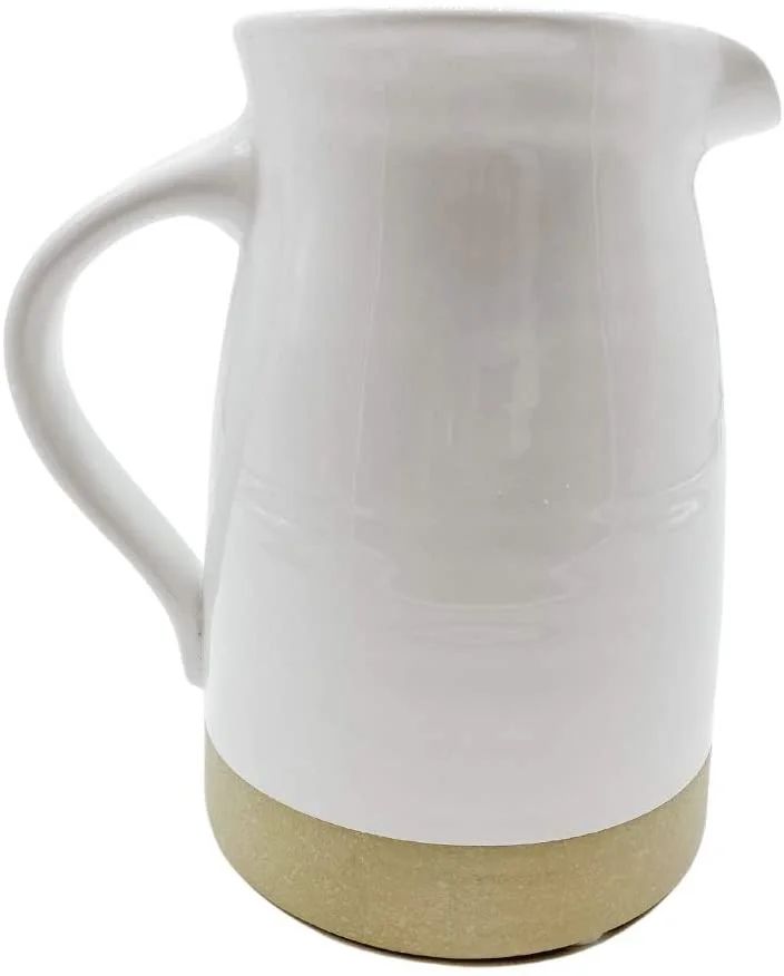 Chloe and Cotton Farmhouse White Ceramic Pitcher Kitchen Utensil Holder, 8 inch Vase | Walmart (US)
