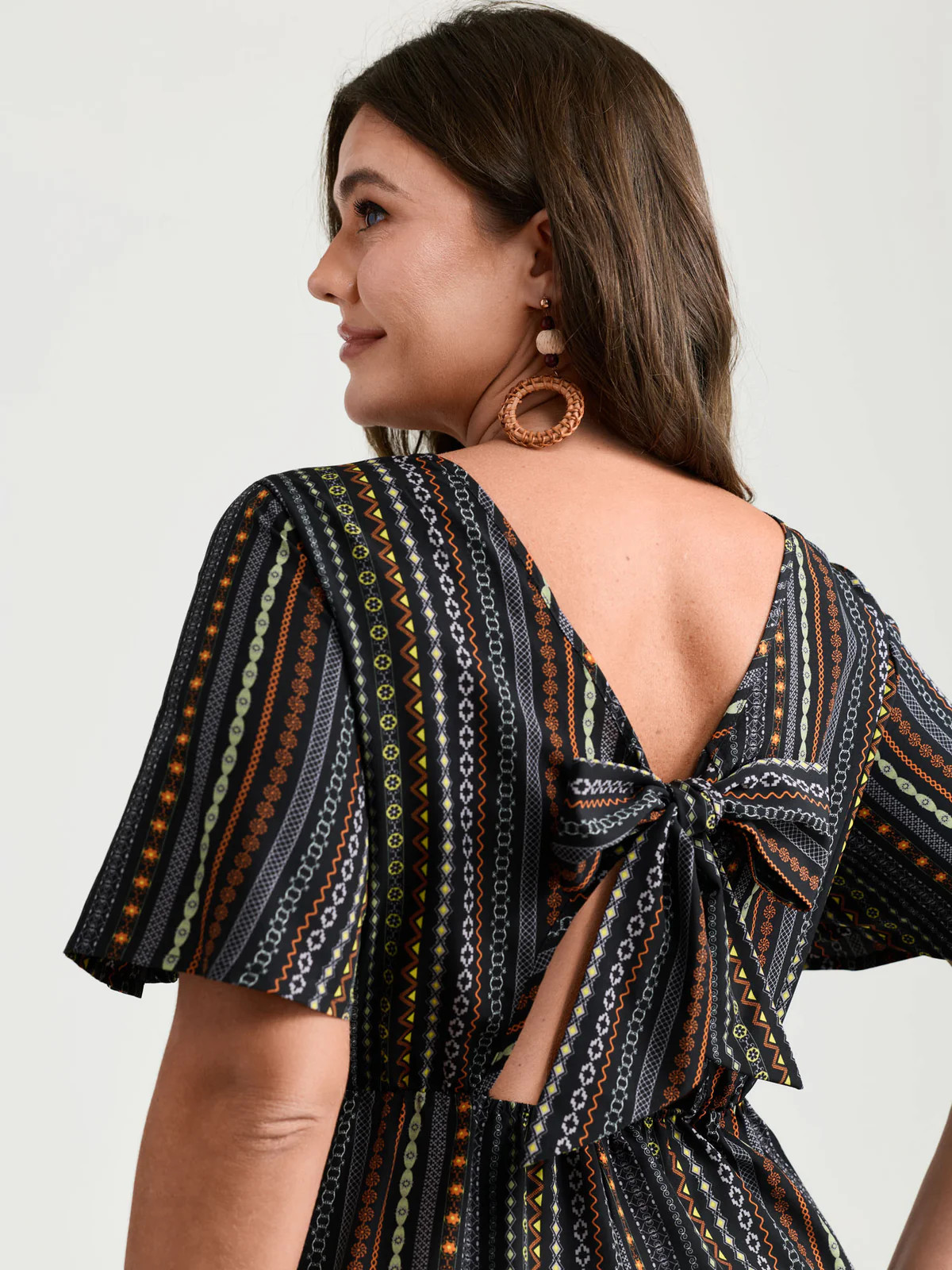 Colorful Stripes Back-Tie Cut-Out Romper | Bloomchic