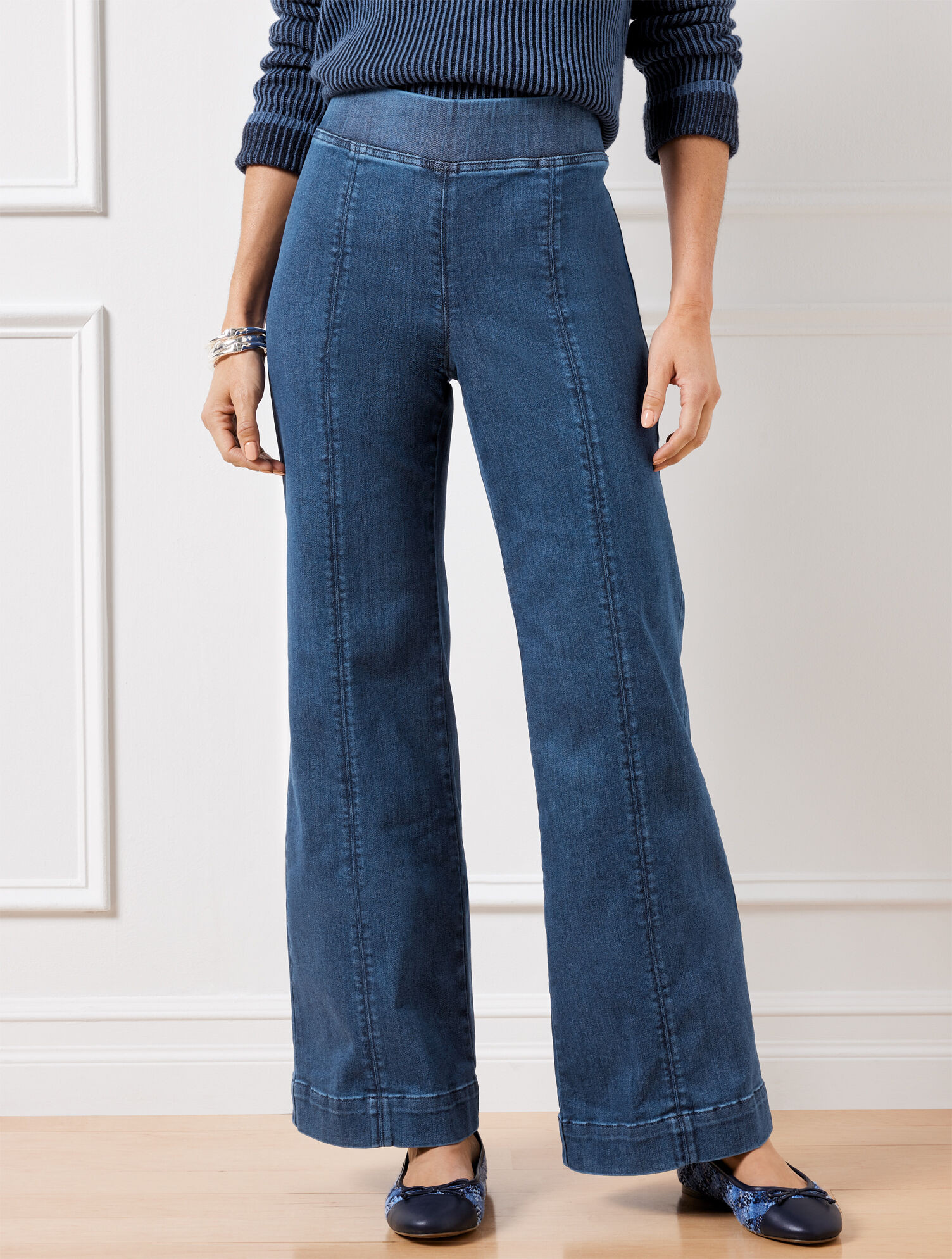 Flare Leg Pull-On Travel Jeans - Hanover Wash | Talbots