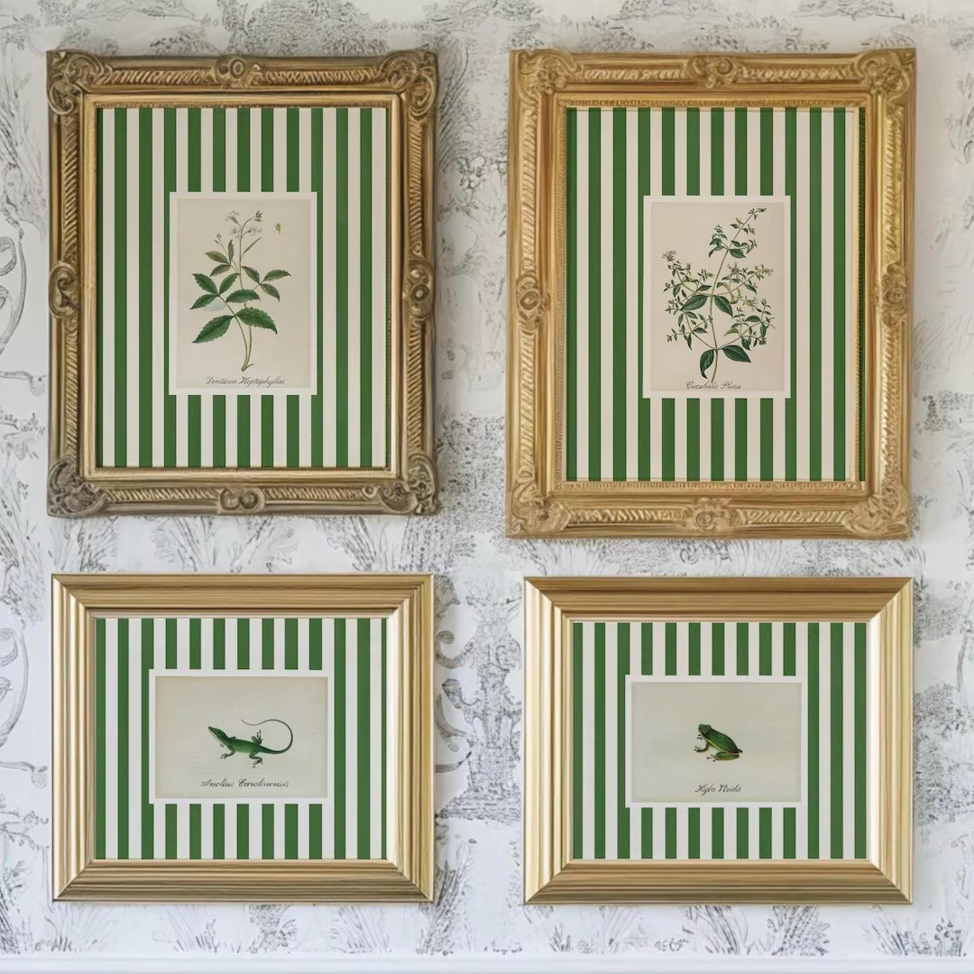 7 Emerald Green Antique Botanical Art, Nancy Meyers Inspired Art Prints Digital Download, Green G... | Etsy (US)