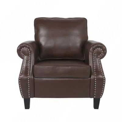 Luxurious Faux Leather Club Chair with Dark Brown Birch Wood Legs for Elegant and Comfortable Seating | Wayfair North America