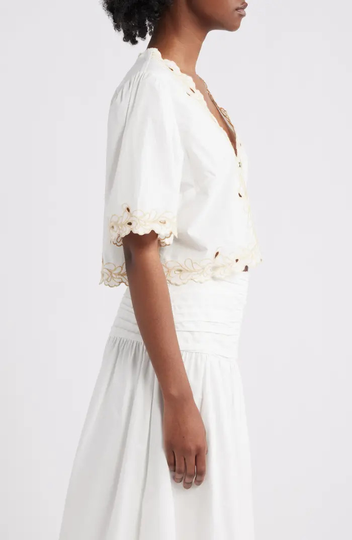 Cataluna Embroidered Cotton Poplin Crop Top | Nordstrom