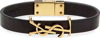Saint Laurent YSL Insignia Leather Bracelet | Nordstrom | Nordstrom