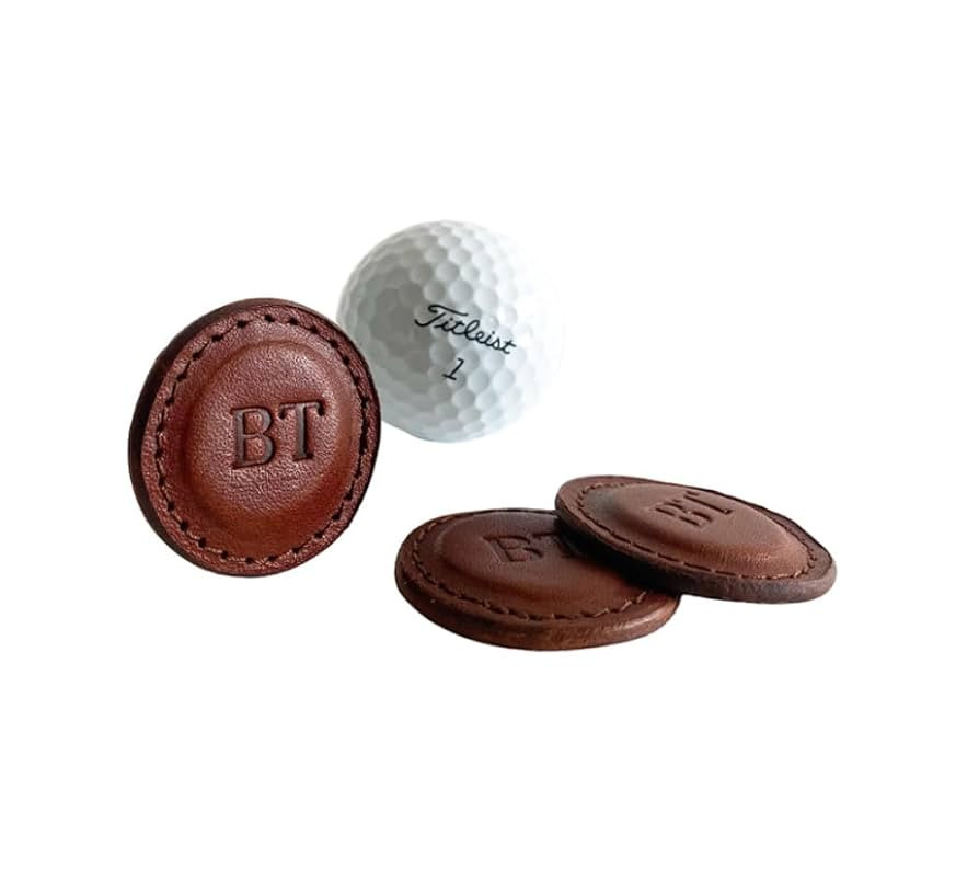 Monogrammed Leather Golf Ball Markers | Set of 2 | Personalized Full Grain Genuine Leather | Leat... | Amazon (US)