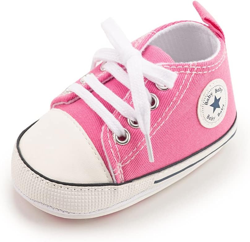Baby Boys Girls Star High Top Sneaker Soft Anti-Slip Sole Newborn Infant First Walkers Canvas Den... | Amazon (US)