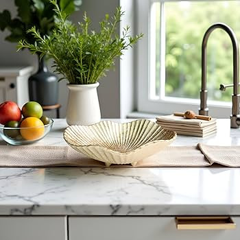 Large Decorative Bowl decor, Scalloped Pedestal Bowls,Modern Home Decor,Ruffle Decor,Stylish Key ... | Amazon (US)