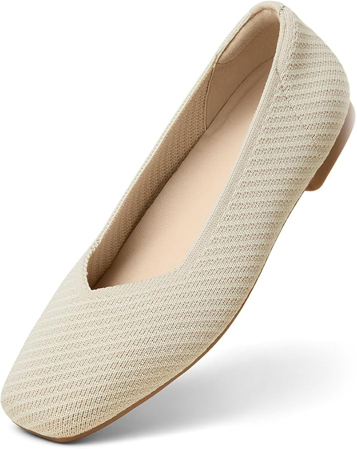 Arromic Women's Flats Square Toe Flats Shoes Casual Stripe Slip On Ballet Flats for Women Dressy ... | Amazon (US)
