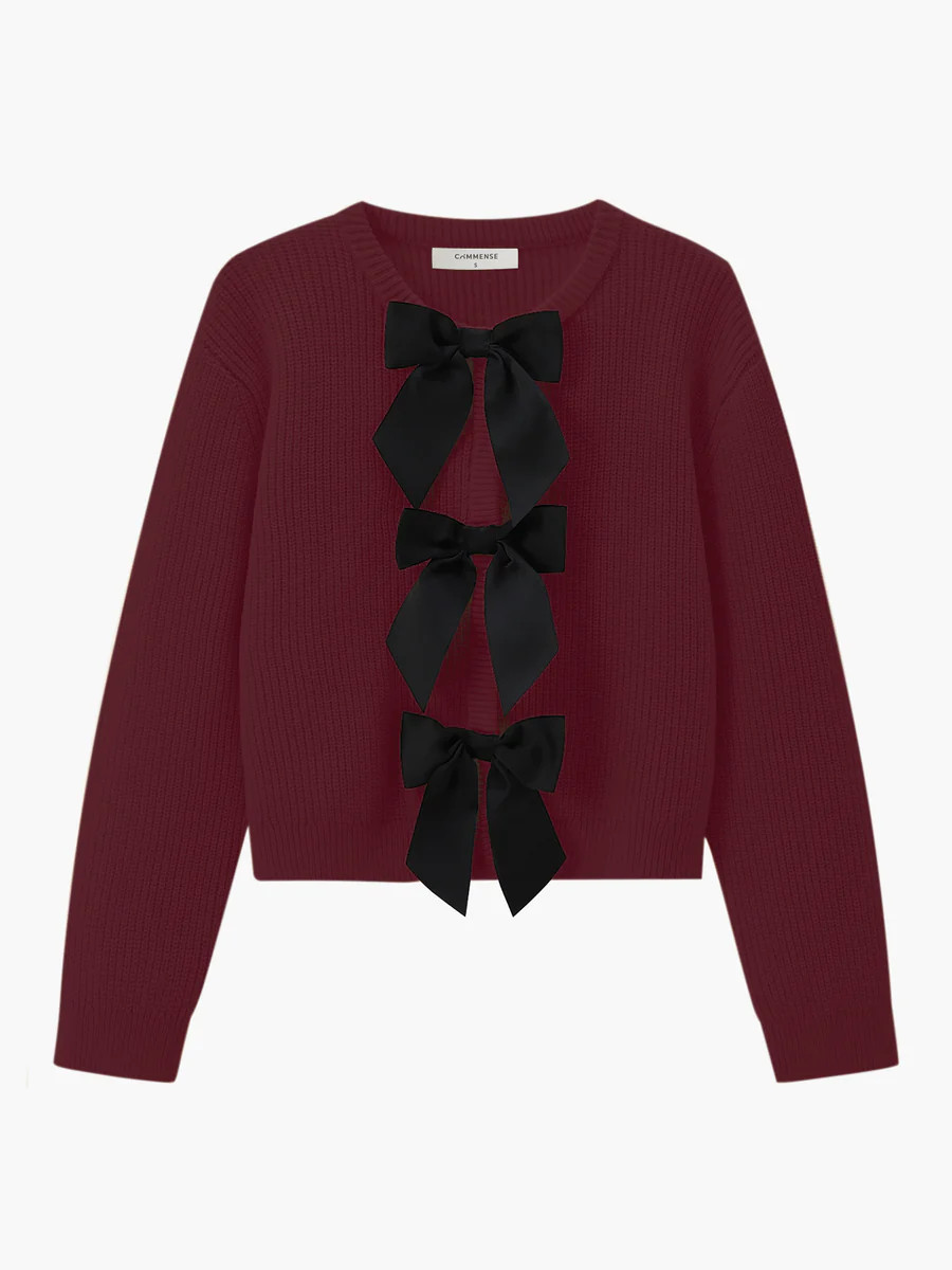 Bow Ribbed Warm Sweater | Commense