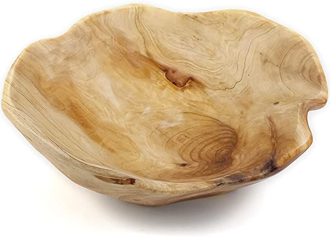 EWEIGEER Wooden Fruit Salad Serving Bowl Hand-Carved Root Bowls Creative Living Room Real Wood Ca... | Amazon (US)