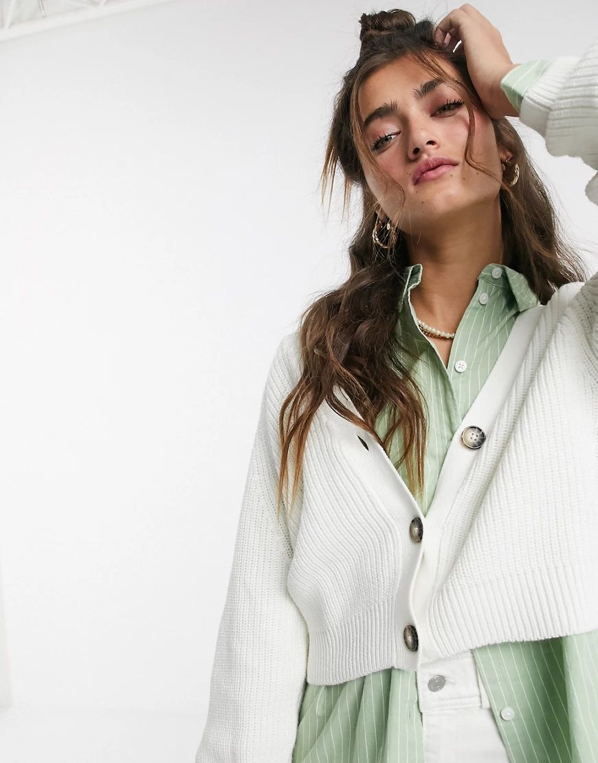 Monki cropped cardigan in white | ASOS (Global)