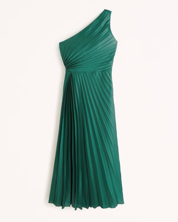 One-Shoulder Pleated Maxi Dress | Abercrombie & Fitch (US)