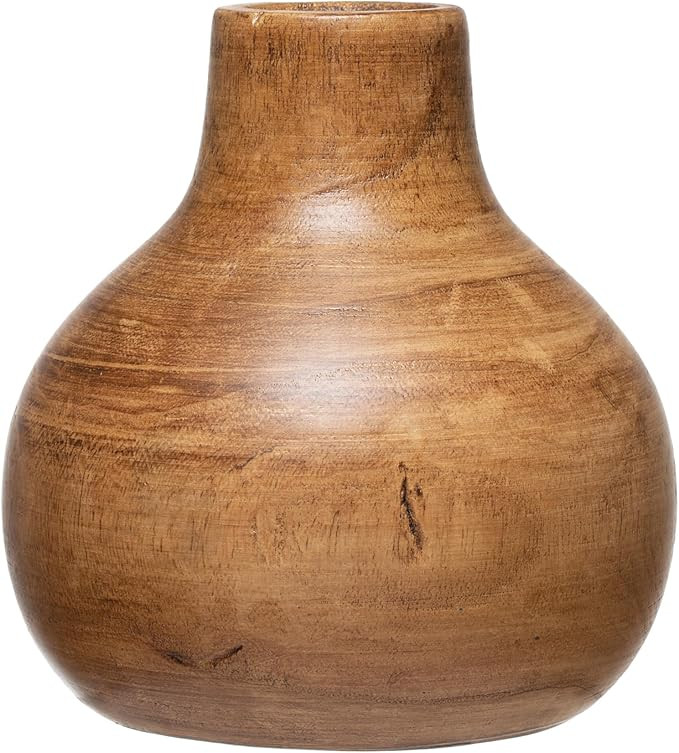 Creative Co-Op Paulownia Wood Vase, Brown | Amazon (US)