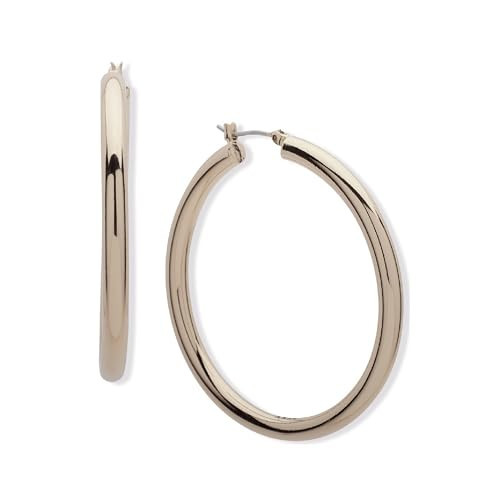 DKNY Wide Hoop Earrings - Trendy Fashion Jewelry for Women - Great Gift for Women - Gold Hoops, 50mm | Amazon (US)