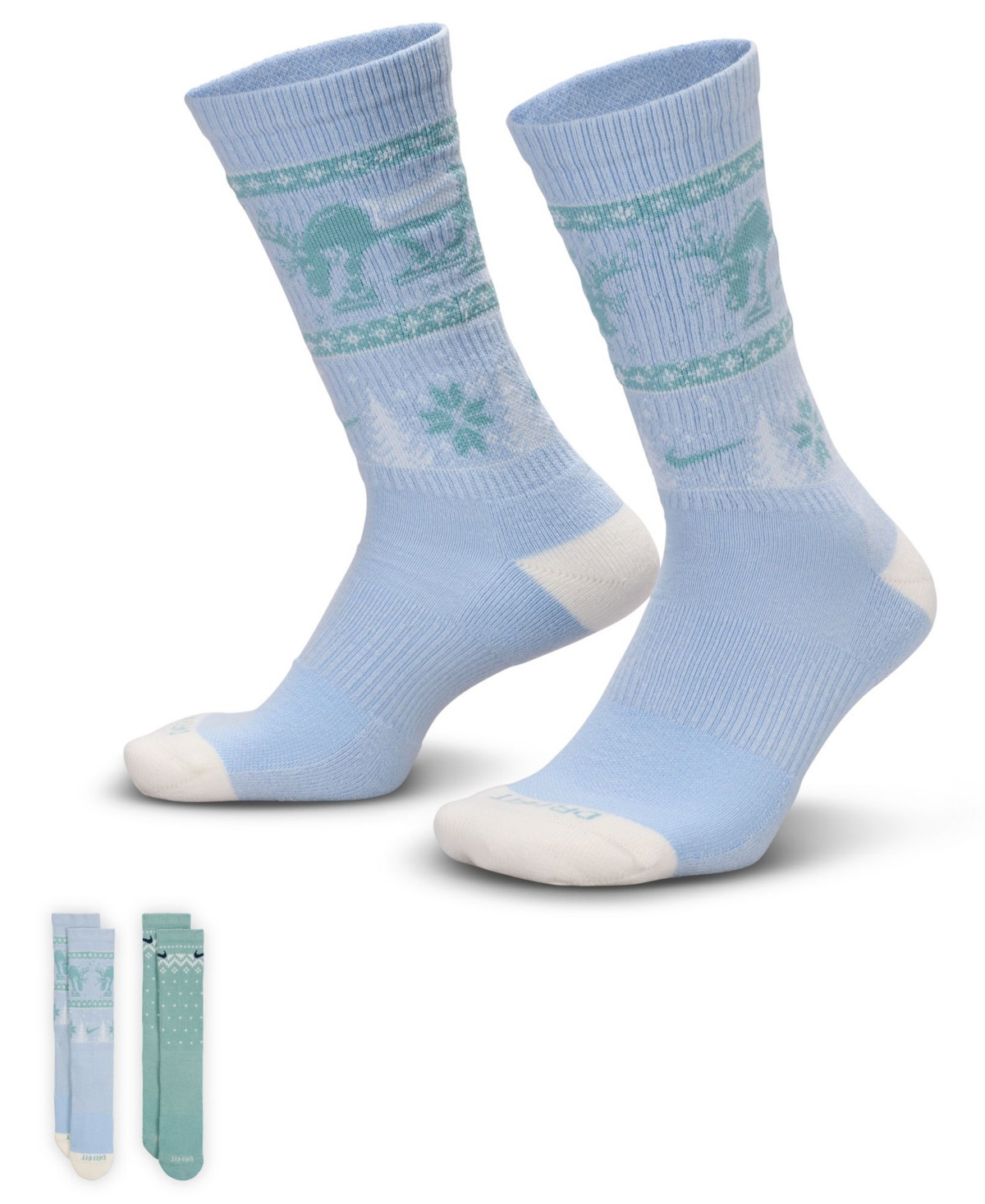 Nike Men's 2-Pack Everyday Cushioned Winter Wonderland Crew Socks - Multi Color Blue | Macy's