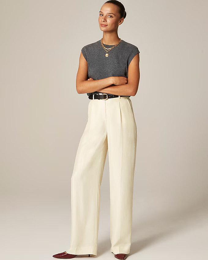 Essential wide-leg pant in textured satin | J. Crew US