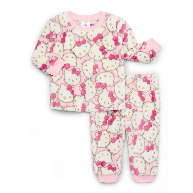 Hello Kitty Baby All-Over Print Plush Pajama Set, 2-Piece, Sizes 0/3 Months-24 Months | Walmart (US)