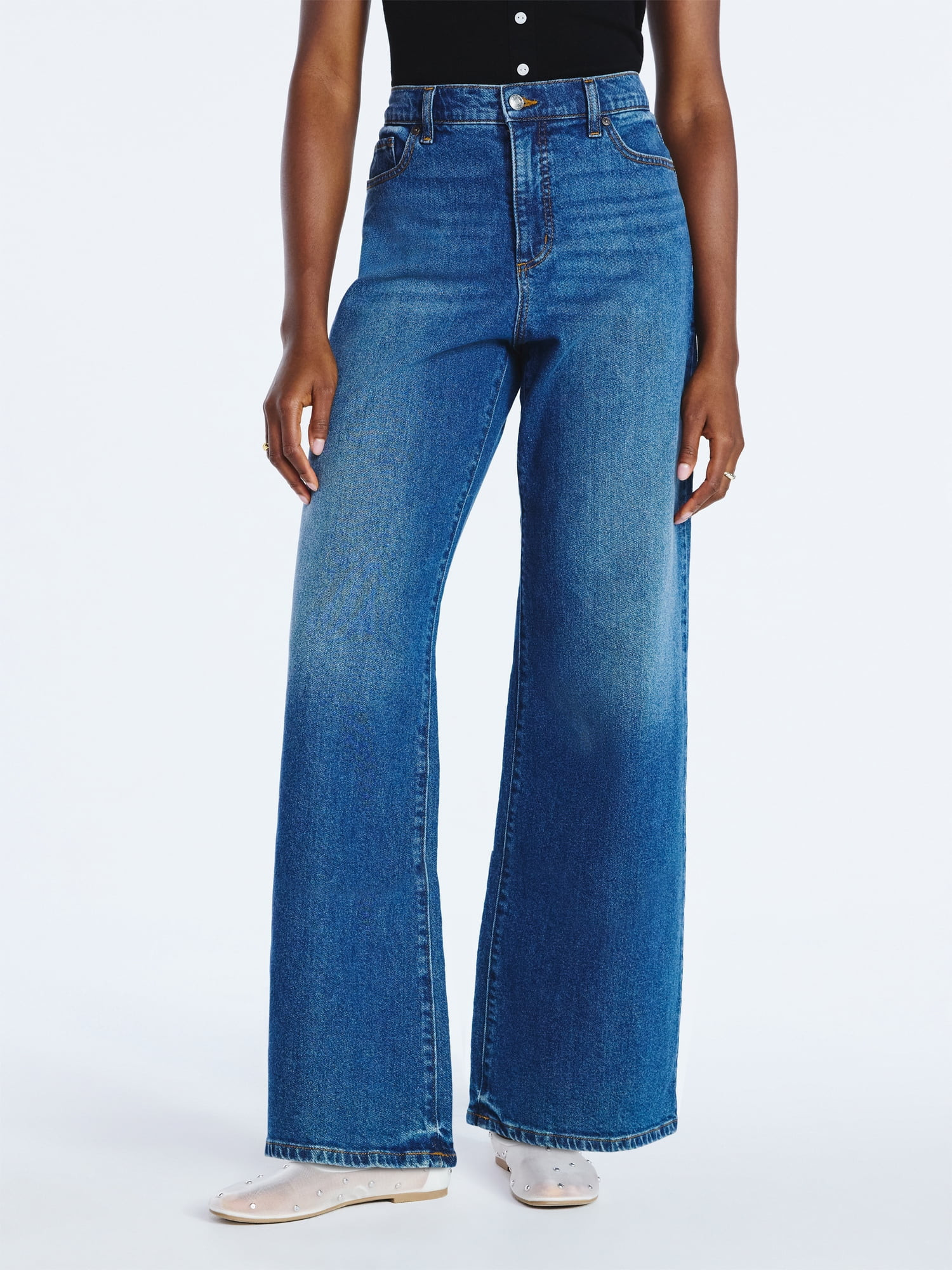 Scoop Women's Wide Leg Low Slung Jeans, 29" Inseam, Sizes 0-20 | Walmart (US)