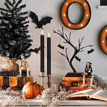 GenSwin Flameless Black Taper Candles Flickering with 10-Key Remote, Battery Operated Led Warm 3D... | Amazon (US)