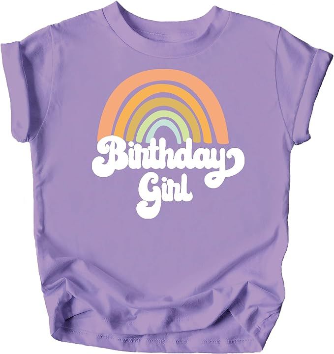 Retro Rainbow Birthday Girl Colorful Shirts for Baby and Toddler Girls Birthday Outfits | Amazon (US)
