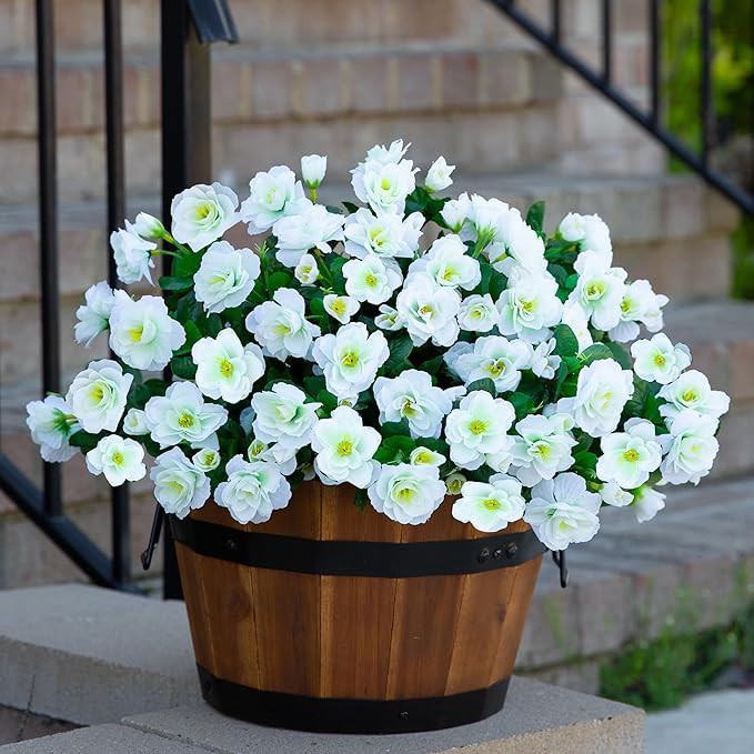 Ivydale Artificial Fake White Flowers Plants for Outdoor Outside Winter Christmas, Faux Silk Came... | Amazon (US)