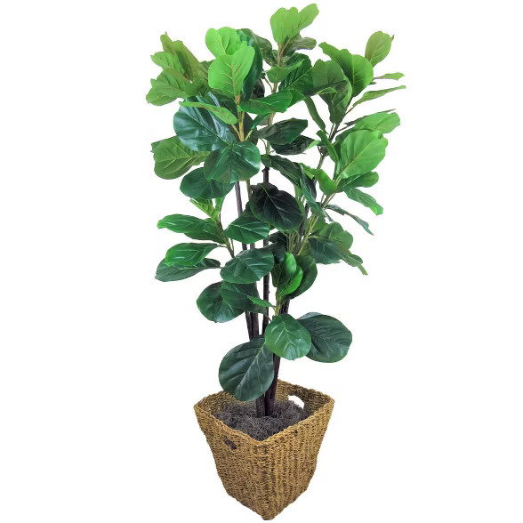 66" Artificial Fiddle Leaf Fig Tree in Square Basket - LCG Florals | Target