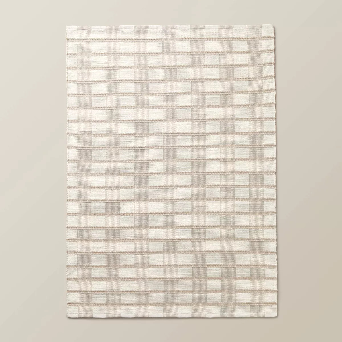 Rib Stripe Plaid Handmade Woven Area Rug Tan/Cream/Khaki - Hearth & Hand™ with Magnolia | Target