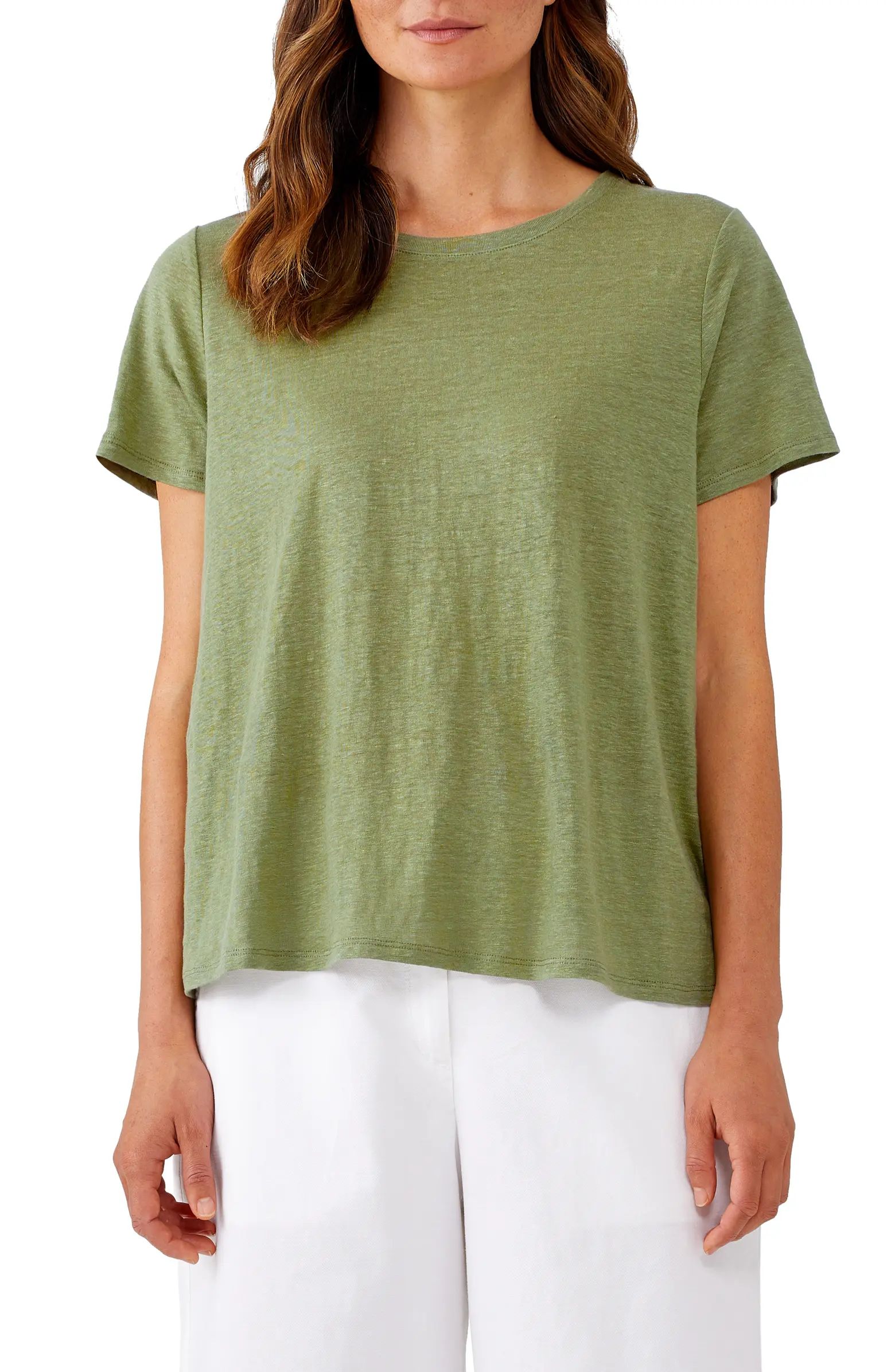 Eileen Fisher Organic Linen Crewneck T-Shirt | Nordstrom | Nordstrom