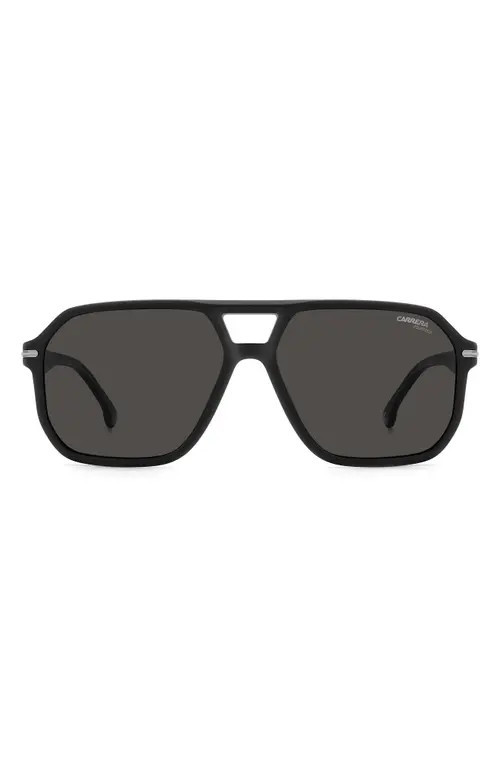 Carrera Eyewear 59mm Polarized Rectangular Sunglasses in Matte Black/Gray Polar at Nordstrom | Nordstrom