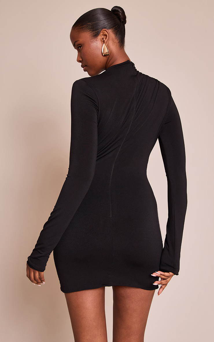 PLT Label Black Double Layer Trim Bodycon Dress | Dresses | PrettyLittleThing US