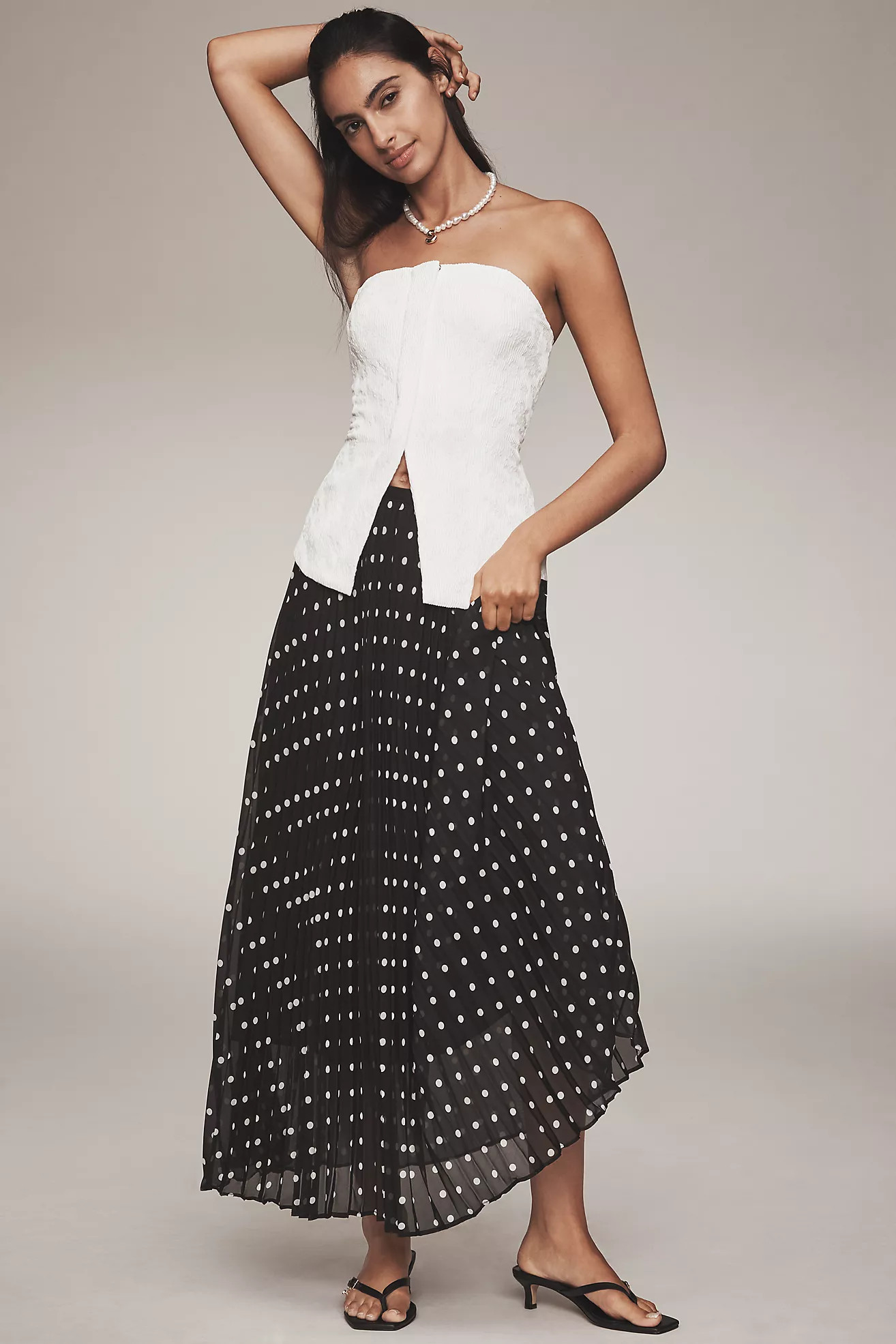 English Factory Polka Dot Pleated Maxi Skirt | Anthropologie (US)