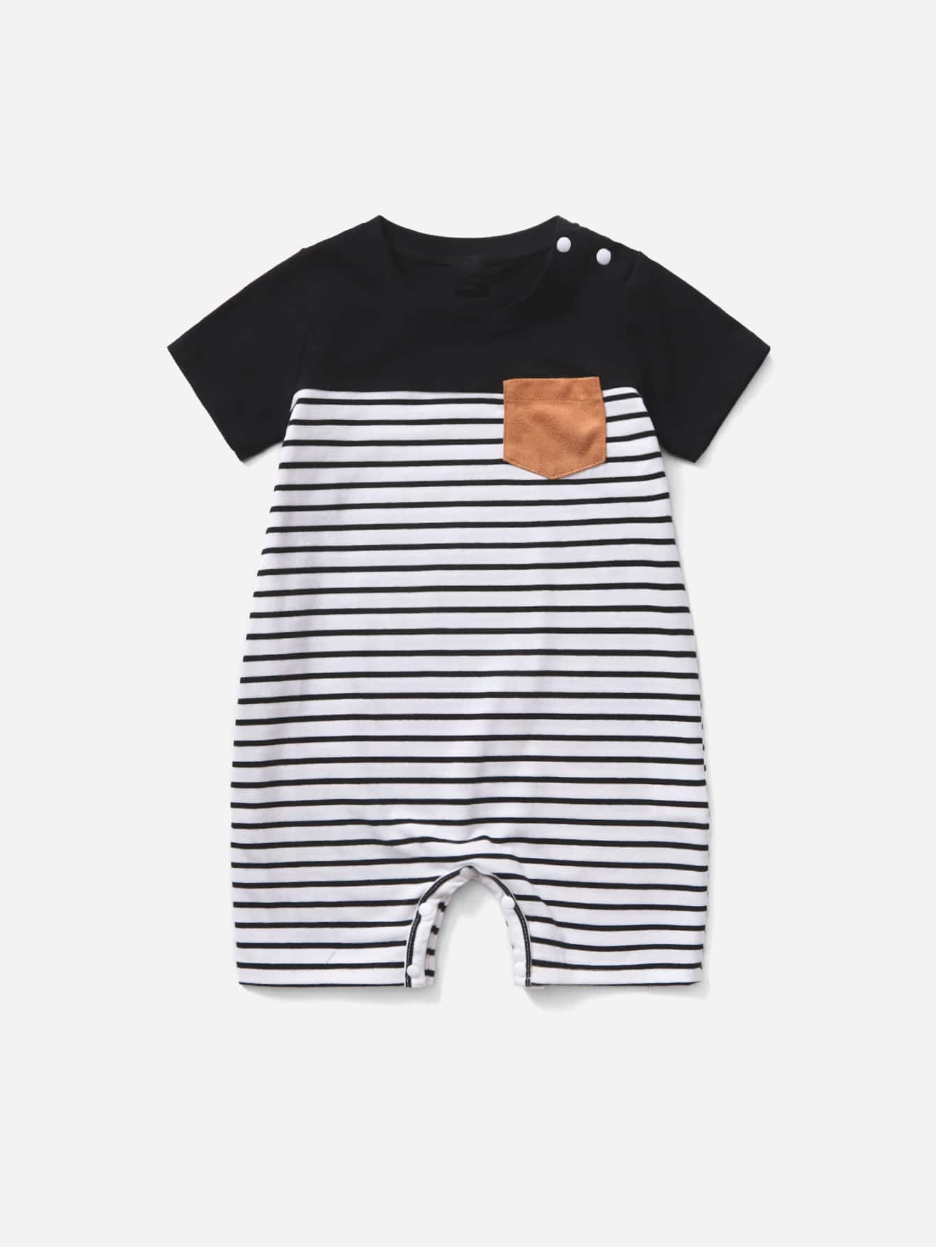 Baby Boy Striped Colorblock Tee Romper | SHEIN