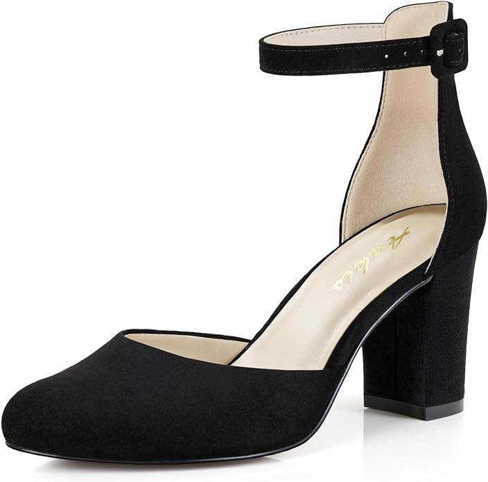 Ankis Closed Toe Heels for Women -Black Nude White Silver Gold Womens Heels Closed Round Toe Chun... | Amazon (US)