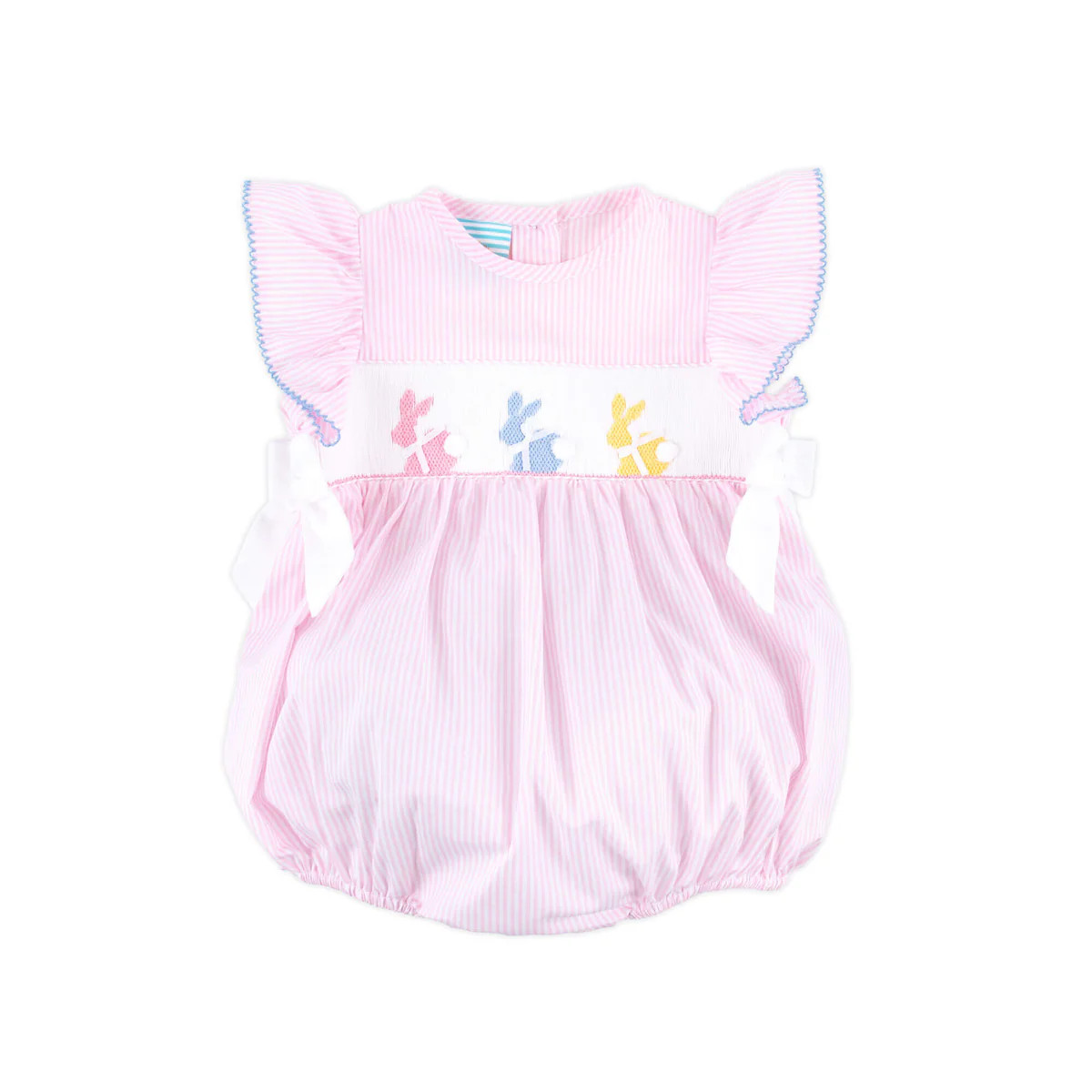 Spring Bunnies Pink Smocked Beverly Bubble | Classic Whimsy