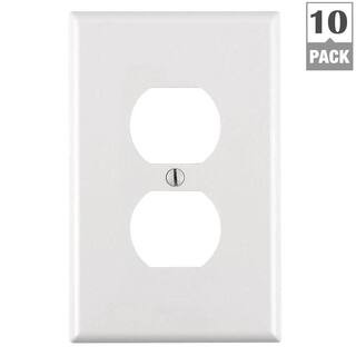 Leviton 1-Gang White Midway Duplex Outlet Nylon Wall Plate (10-Pack) M52-00PJ8-0WM - The Home Dep... | The Home Depot