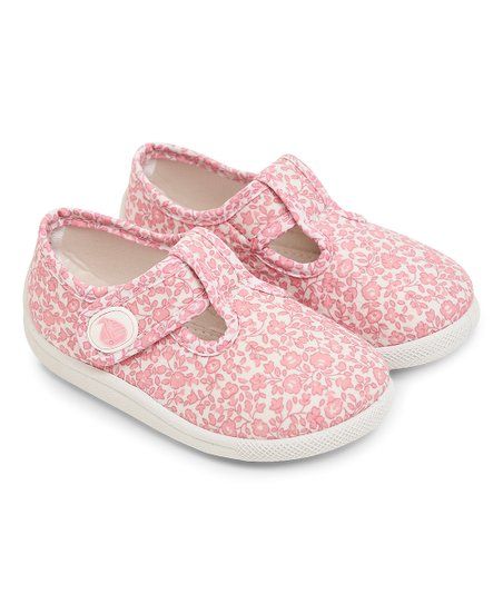 White & Pink Floral Ditsy Canvas Flat - Girls | Zulily